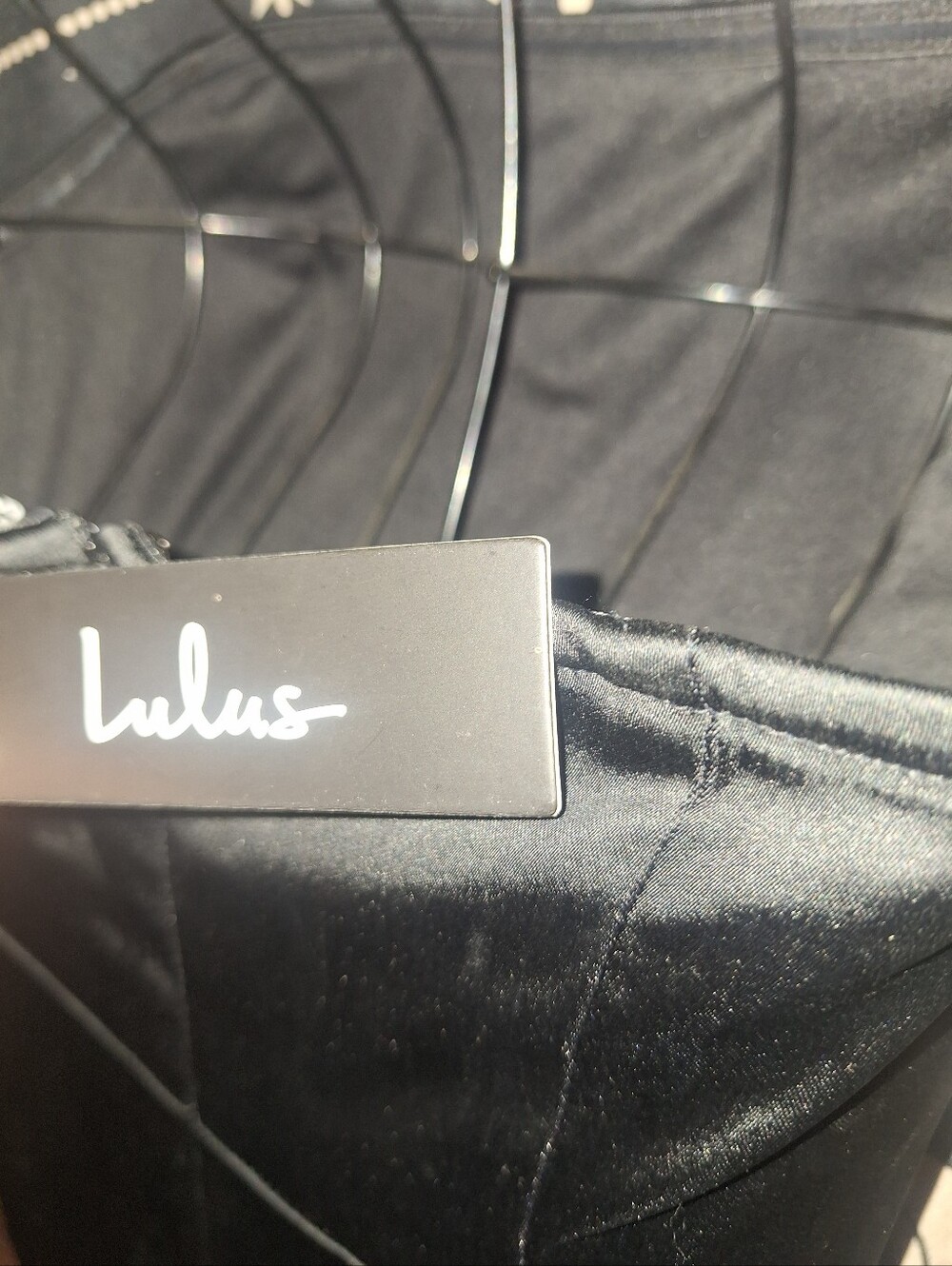 NWT Lulu's Black Satin Strapless Asymmetrical Bodycon Dress - Picture 8 of 8